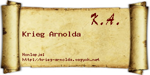 Krieg Arnolda névjegykártya